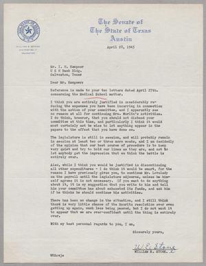 [Letter from W. E. Stone to I. H. Kempner, April 28, 1945]