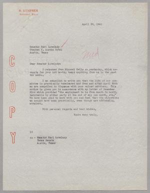 [Copy of Letter from I. H. Kempner to Karl L. Lovelady, April 23, 1945]