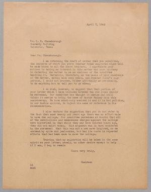[Letter from Isaac H. Kempner to E. R. Cheesborough, April 7, 1945]