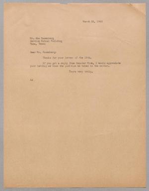 [Letter from Isaac Herbert Kempner to Abe Rosenberg, March 22, 1945]