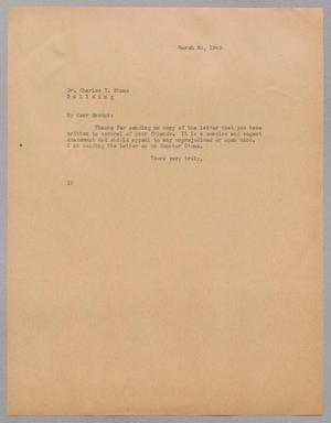 [Letter from Isaac Herbert Kempner to Charles T. Stone, March 20, 1945]