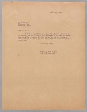 [Letter from Isaac Herbert Kempner to E. L. Wall, March 9, 1945]