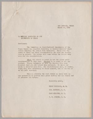 [Letter from Doctors at University of Texas Medical Branch, March 16, 1945]