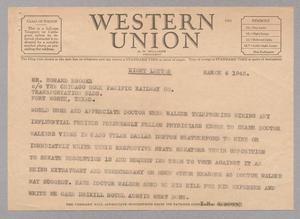 [Telegram from I. H. Kempner to Howard Brooks, March 4, 1945]