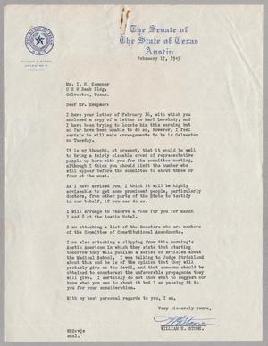 [Letter from William E. Stone to I. H. Kempner, February 17, 1945]