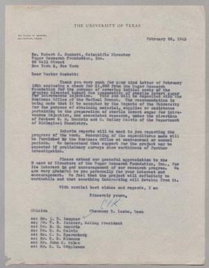 [Letter from Chauncey D. Leake to Robert C. Hockett, February 26, 1945]