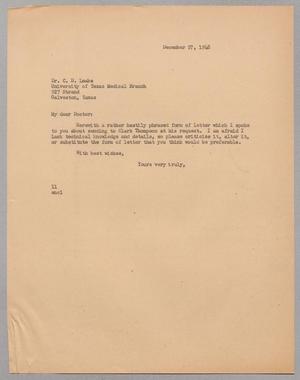 [Letter from I. H. Kempner to C. D. Leake, December 27, 1948]