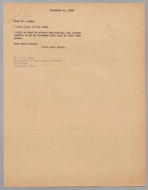 [Letter from I. H. Kempner to C. D. Leake, November 23, 1948]