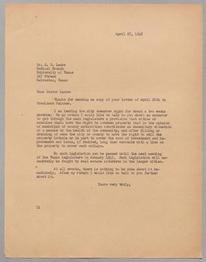 [Letter from I. H. Kempner to C. D. Leake, April 27, 1948]