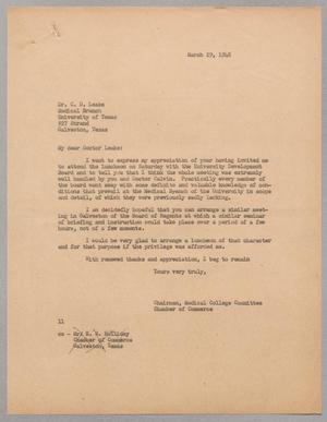 [Letter from Isaac H. Kempner to C. D. Leake, March 29, 1948]