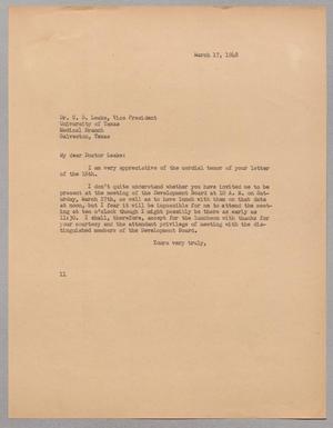 [Letter from I. H. Kempner to C. D. Leake, March 17, 1948]