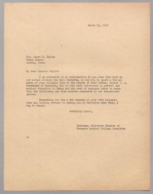 [Letter from Isaac H. Kempner to James D. Taylor, March 15, 1949]