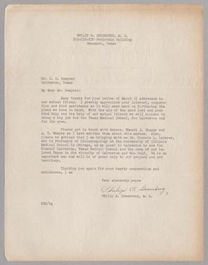 Primary view of object titled '[Letter from Philip B. Greenberg to I. H. Kempner, March 1949]'.