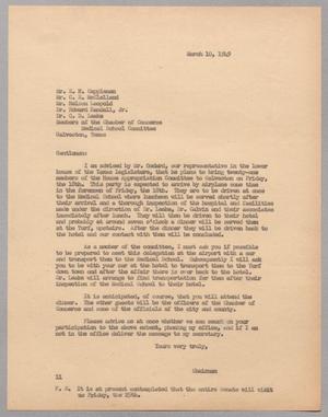[Letter from I. H. Kempner to Members of Chamber Of Commerce Medical School Committee, March 10, 1949]