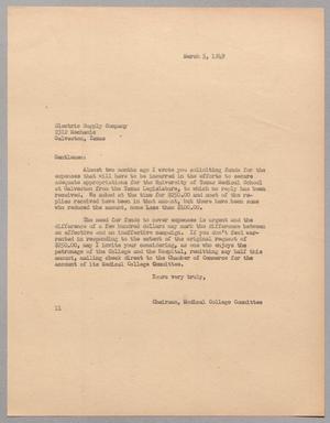 [Letter from Isaac H. Kempner to the Electric Supply Company, March 5, 1949]