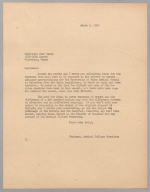 [Letter from Isaac H. Kempner to Galveston Star Dairy, March 5, 1949]