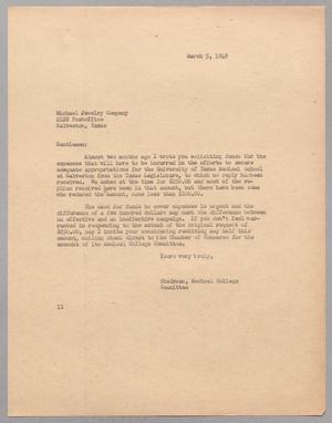 [Letter from Isaac H. Kempner to Michael Jewelry Company, March 5, 1949]