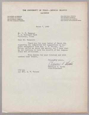 [Letter from  Chauncey D. Leake to I. H. Kempner, March 7, 1949]