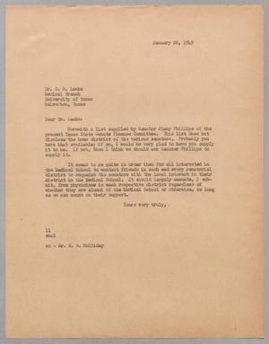[Letter from Isaac H. Kempner to C. D. Leake, January 26, 1949]