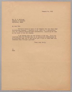 [Letter from Isaac H. Kempner to E. S. Holliday, January 20, 1949]