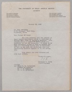 [Letter from Chauncey D. Leake to John McGivney, January 19, 1949]