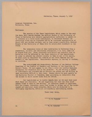 [Letter from I. H. Kempner and N. E. Leopold to Suderman Stevedores, Inc., January 7, 1949]