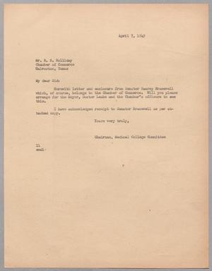[Letter from Isaac Herbert Kempner to E. S. Holliday, April 7, 1949]