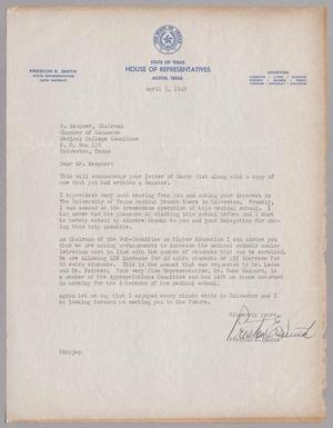 [Letter from Preston E. Smith to I. H. Kempner, April 5, 1949]