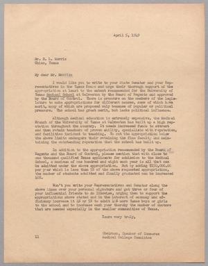 [Letter from Isaac H. Kempner to R. L. Morris, April 5, 1949]