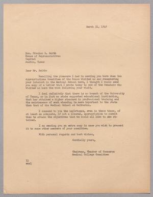 Primary view of object titled '[Letter from I. H. Kempner to Preston E. Smith, March 31, 1949]'.
