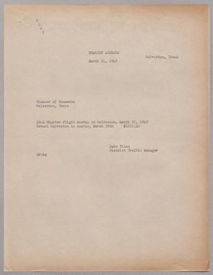 [Copy of Letter from Duke Files to the Galveston Chamber of Commerce, March 24, 1949]