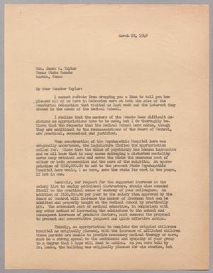 [Letter from I. H. Kempner to James E. Taylor, March 28, 1949]