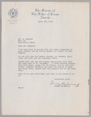 [Letter from Grady Hazlewood to I. H. Kempner, April 28, 1949]