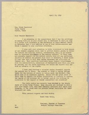 [Letter from I. H. Kempner to Grady Hazelwood, April 19, 1949]