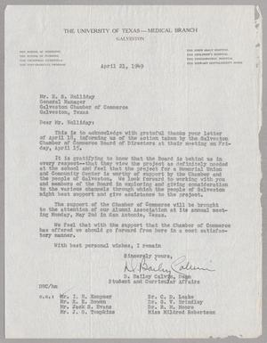 [Letter from D. Bailey Calvin to E. S. Holliday, April 21, 1949]