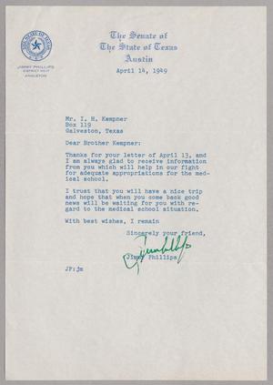 [Letter from Jimmy Phillips to I. H. Kempner, April 14, 1949]