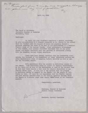 [Letter from I. H. Kempner to Board of Directors, Galveston Chamber of Commerce, April 14, 1949]