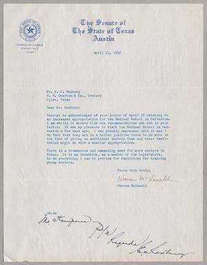 [Letter from Warren McDonald to E. C. Roxbury, April 14, 1949]