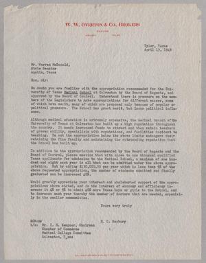 [Letter from E. C. Roxbury to Warren McDonald, April 13, 1949]