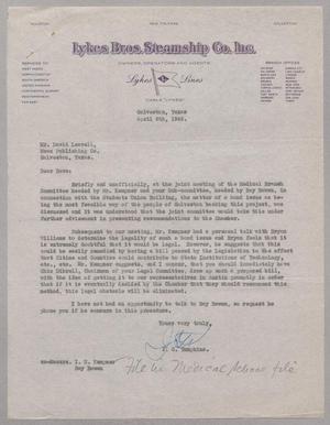 [Letter from J. G. Tompkins to David Leavell , April 8, 1949]