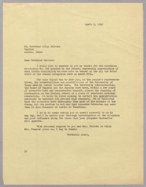 [Letter from I. H. Kempner to Allan Shivers, April 9, 1949]