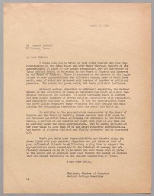 [Letter from I. H. Kempner to Burrus Jackson, April 9, 1949]