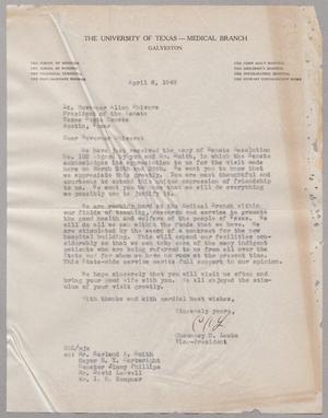 [Letter from Chauncey D. Leake to Allen Shivers, April 8, 1949]