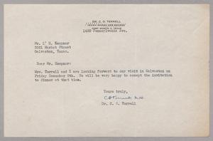 [Letter from C. O. Terrell to I. H. Kempner, November, 1949]