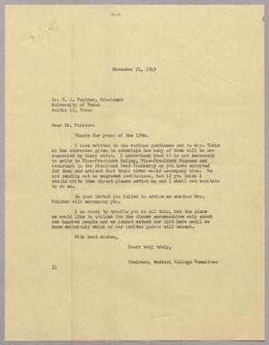 [Letter from I. H. Kempner to T. S. Painter, November 21, 1949]