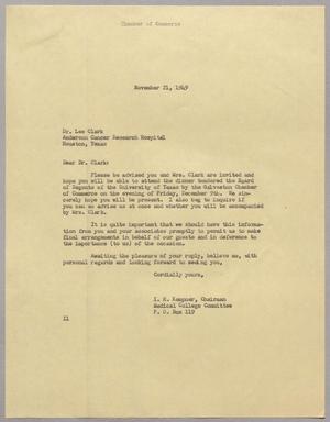 [Letter from I. H. Kempner to Lee Clark, November 21, 1949]