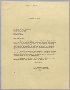 [Letter from I. H. Kempner to Dr. Elliot, November 21, 1949]