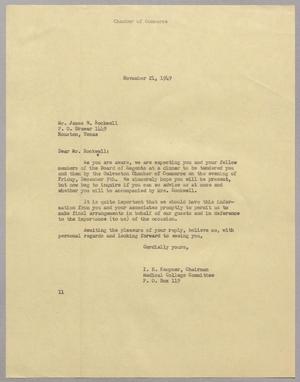 [Letter from Isaac H. Kempner to James W. Rockwell, November 21, 1949]