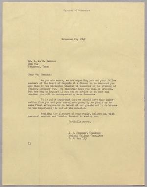 [Letter from Isaac H. Kempner to A. M. G. Swenson, November 21, 1949]
