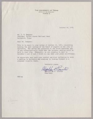 [Letter from Theophilus S. Painter to I. H. Kempner, October 22, 1949]